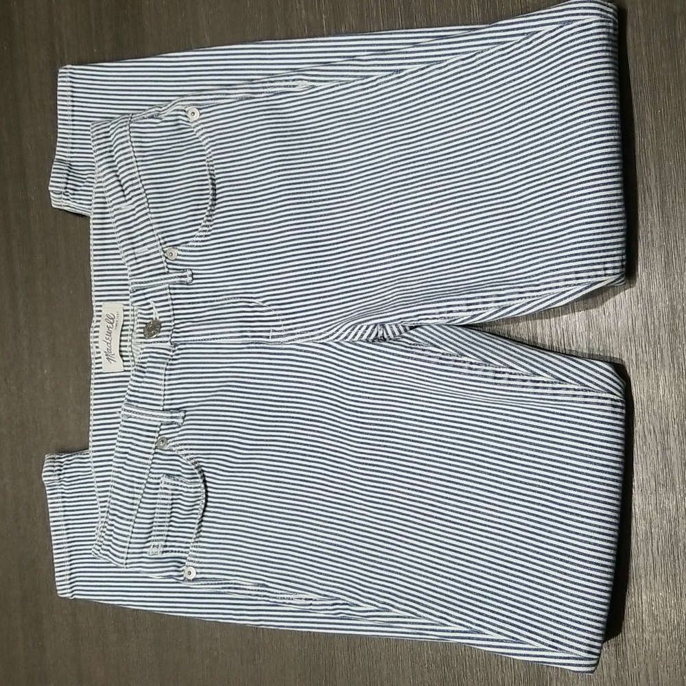Madewell Blue and White Denim Zip Leg Size 28 - Picture 3 of 7